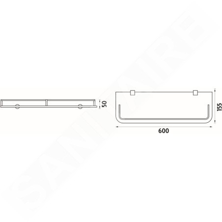 Nimco Bormo - Tablette, longueur 600 mm, verre dépoli/chrome BR 11091AX-60-26