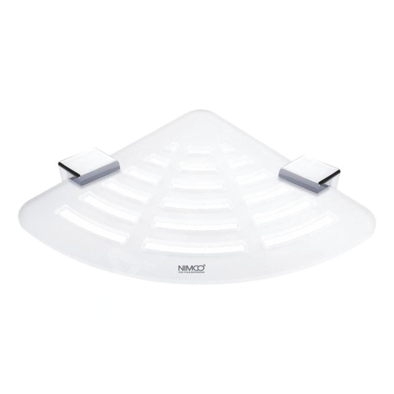 Nimco Kibo - Tablette d'angle avec trous fraisés, plexiglas mat/chrome Ki X211-26