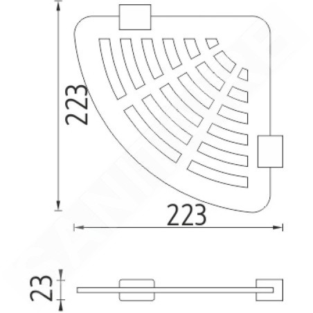 Nimco Kibo - Tablette d'angle avec trous fraisés, plexiglas mat/chrome Ki X211-26