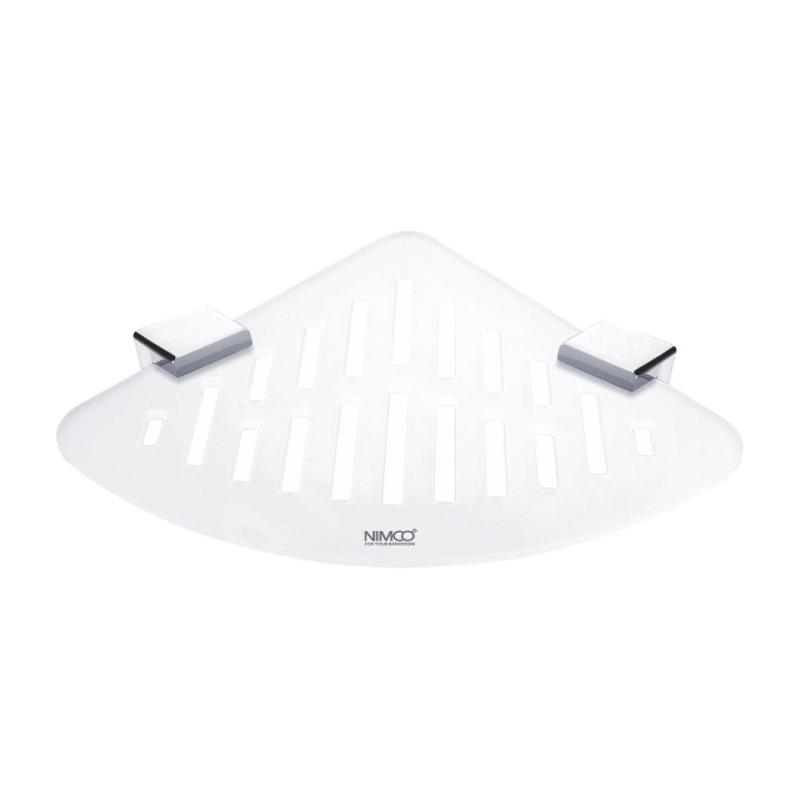 Nimco Kibo - Tablette d'angle avec trous fraisés, verre dépoli/chrome Ki X212-26