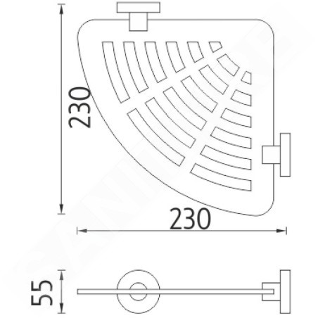 Nimco Unix - Tablette d'angle IXI avec fraisage, chromée UN X211-26