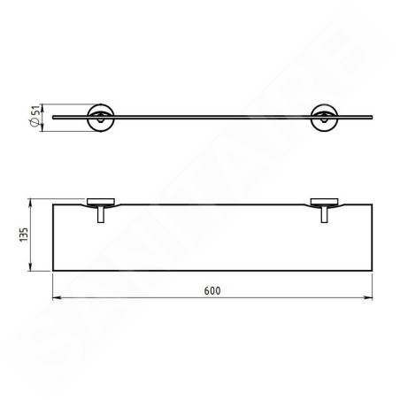 Novaservis Metalia 11 - Tablette droite, chrome 0140,0