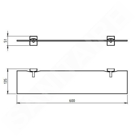 Novaservis Metalia 12 - Tablette droite, chrome 0240,0