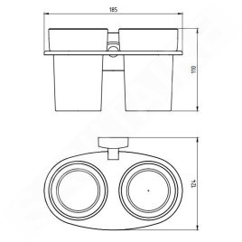 Novaservis Metalia 12 - Support pour deux verres, verre/chrome 0257,0