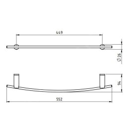 Novaservis Metalia 2 - Porte-serviettes pour sèche-serviettes, 550 mm, chrome 6227/1,0