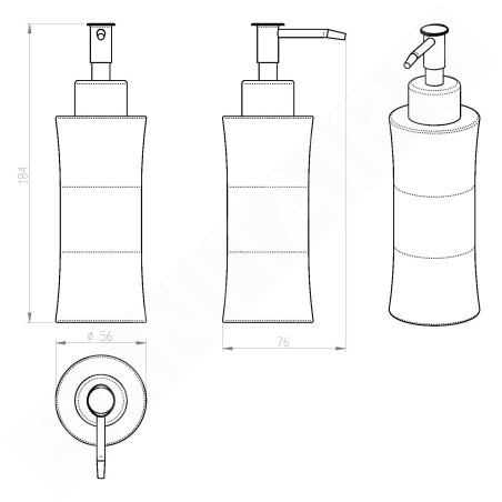 Aqualine Accessoires - Distributeur de savon sur pied, acier inoxydable poli/coupé PR8121