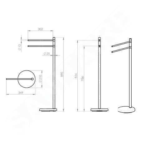 Aqualine White Line - Support avec porte-serviettes, blanc MM31