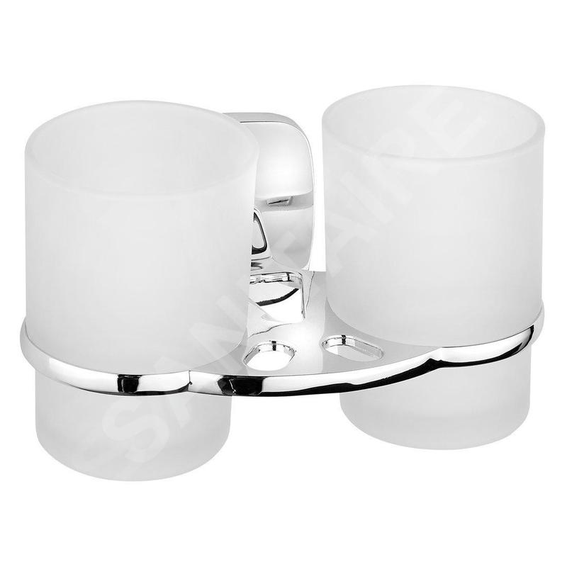 Aqualine Rumba - Porte-verre double, chrome/verre au lait RB105