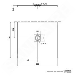 Polysan Flexia - Receveur de douche, 800x700 mm, possibilité de modifier les dimensions, blanc 11241