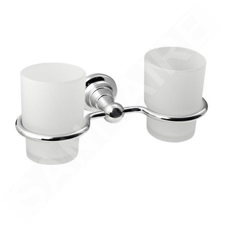 Sapho Diamond - Support pour 2 verres, chrome/verre laiteux 1317-05