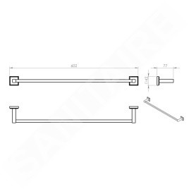 Sapho Gedy Colorado - Porte-serviettes, longueur 600 mm, chrome 692160