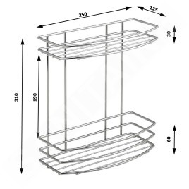 Aqualine Chrom Line - Double étagère en fil de fer, chromée 37014
