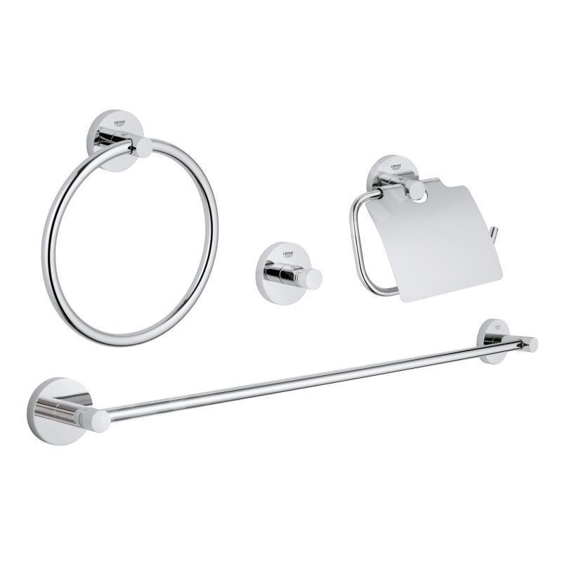 Grohe Essentials - Ensemble d’accessoires pour salle de bains 4 en 1, chrome 40776001