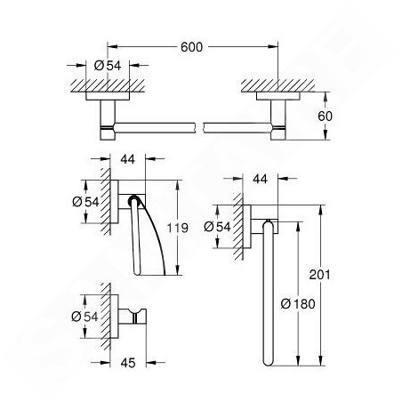Grohe Essentials - Ensemble d’accessoires pour salle de bains 4 en 1, chrome 40776001