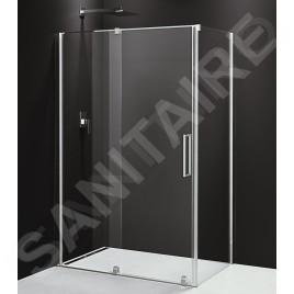 Polysan Rolls Line - Cabine de douche, 1100 x 800 mm, version droite/gauche, aluminium poli/verre clair RL1115RL3215