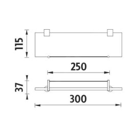 Nimco Bormo - Tablette, longueur 300 mm, verre dépoli/chrome BR 11091BX-30-26