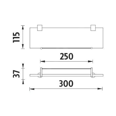 Nimco Bormo - Tablette, longueur 300 mm, verre dépoli/chrome BR 11091BX-30-26