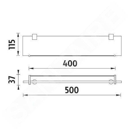 Nimco Bormo - Tablette, longueur 500 mm, verre dépoli/chrome BR 11091BX-50-26