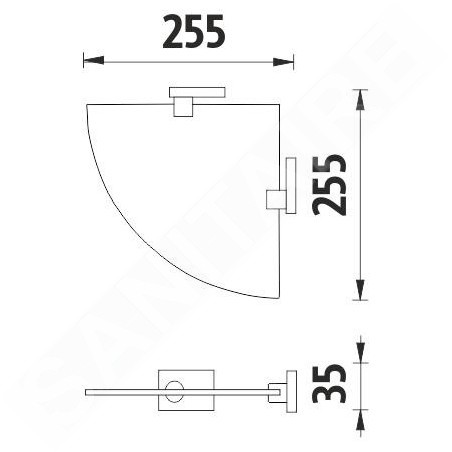 Nimco Keira - Tablette d'angle, verre dépoli/chrome KE 22091RB-26