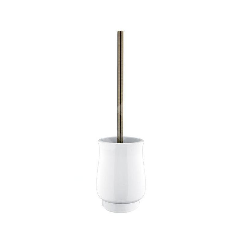 Nimco Lada - Brosse de toilette sur pied avec support, blanc/laiton 1094LA-65