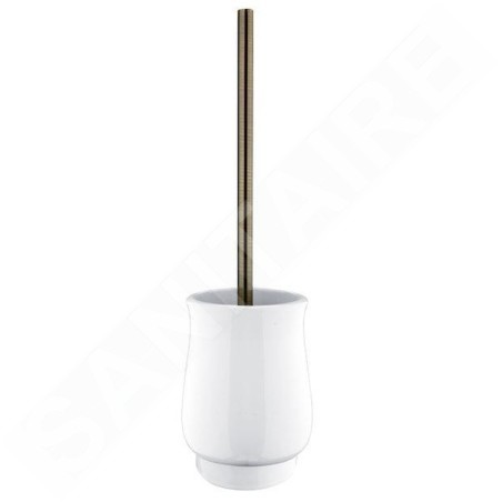 Nimco Lada - Brosse de toilette sur pied avec support, blanc/laiton 1094LA-65