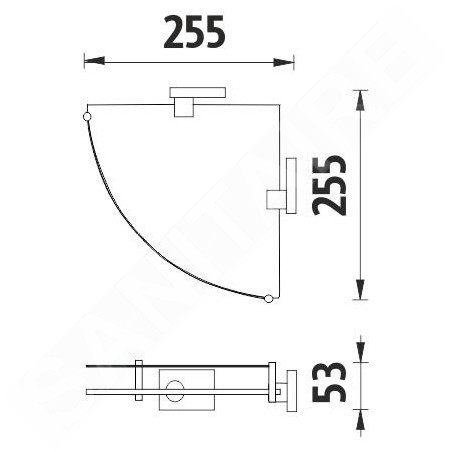 Nimco Keira - Tablette d'angle, verre dépoli/chrome KE 22091RBX-26