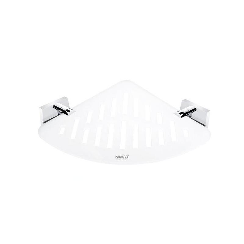 Nimco Keira - Tablette d'angle IXI avec trous fraisés, plexiglas mat/chrome KE X212-26 Nimco Keira - Tablette d'angle IXI avec trous fraisés, plexiglas mat/chrome KE X212-26