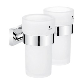 Nimco Keira - Verres à brosse à dents et à dentifrice avec support, verre dépoli/chrome KE 22058DW-26