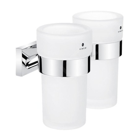 Nimco Keira - Verres à brosse à dents et à dentifrice avec support, verre dépoli/chrome KE 22058DW-26