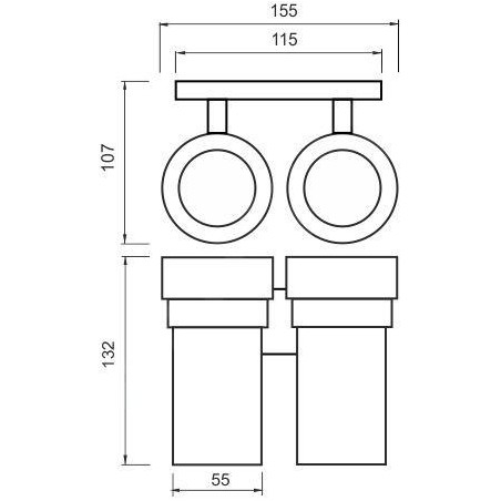Nimco Keira - Verres à brosse à dents et à dentifrice avec support, verre dépoli/chrome KE 22058DW-26