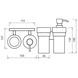 Nimco Keira - Distributeur et porte-verre, verre dépoli/chrome KE 2205831W-26