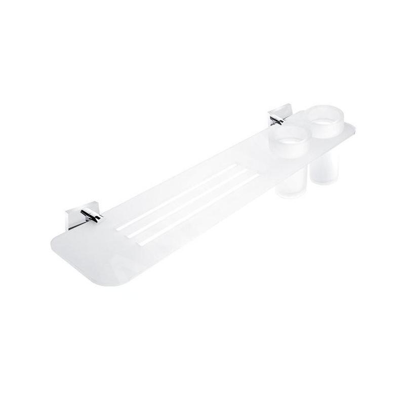 Nimco Keira - Tablette IXI avec trous fraisés, 600 mm, avec verres, verre dépoli/chrome KE X360-58DW-26