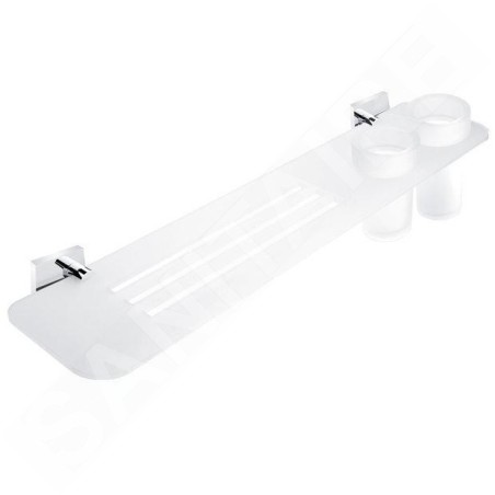 Nimco Keira - Tablette IXI avec trous fraisés, 600 mm, avec verres, verre dépoli/chrome KE X360-58DW-26