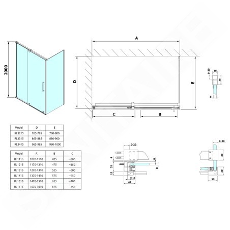 Polysan Rolls Line - Porte de douche 900 mm, aluminium poli/verre clair RL3315