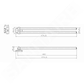Aqualine Apollo - Porte-serviette double, longueur 460 mm, chrome 1416-15