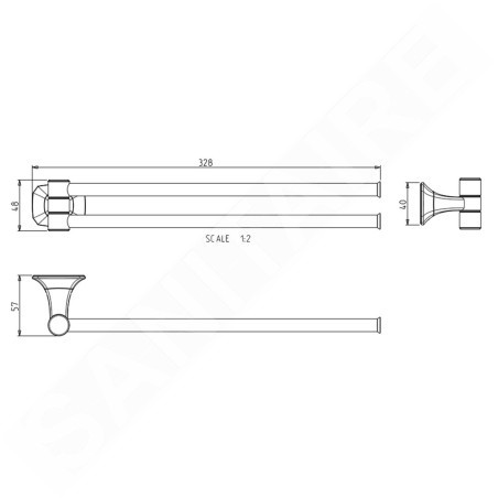 Sapho Aida - Porte-serviettes, longueur 320 mm, chrome AI021