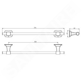 Sapho Aida - Porte-serviettes, longueur 376 mm, chrome AI320