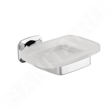 Sapho Aida - Porte-savon avec support, verre dépoli/chrome AI002