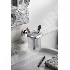 Sapho Aida - Porte-savon avec support, chrome/verre satiné AI004