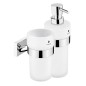 Nimco Keira - Distributeur de savon et gobelet avec support, verre dépoli/chrome KE 2205831W-T-26