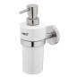 Nimco Unix - Distributeur de savon en céramique avec support, blanc/acier inoxydable tranché UNM 13031KN-T-10