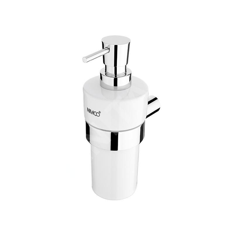 Nimco Bormo - Distributeur de savon en céramique avec support, blanc/chrome BR 11031KN-T-26
