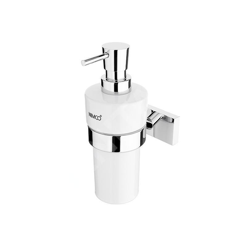 Nimco Keira - Distributeur de savon en céramique avec support, blanc/chrome KE 22031KN-T-26