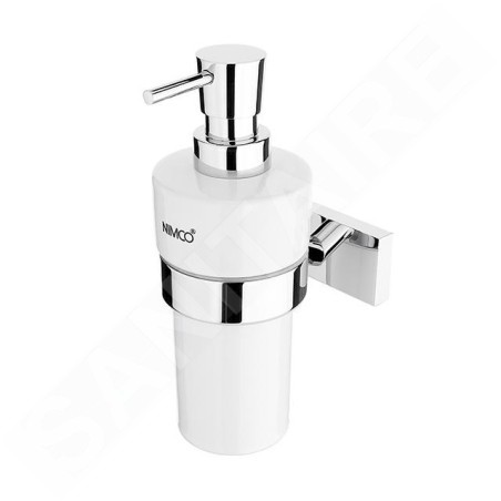 Nimco Keira - Distributeur de savon en céramique avec support, blanc/chrome KE 22031KN-T-26