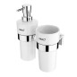 Nimco Keira - Distributeur de savon et gobelet avec support, céramique blanche/chrome KE 2205831KN-T-26