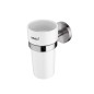 Nimco Unix - Pot à brosse à dents et dentifrice avec support, céramique blanche/acier inoxydable découpé UNM 13058KN-10