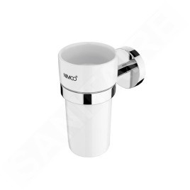 Nimco Unix - Pot à brosse à dents et à dentifrice avec support, céramique/chrome UN 13058KN-26