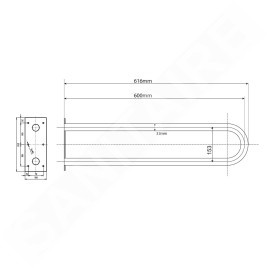 Sapho Équipement de salle de bain - Poignée en forme U 600 mm, inox XH538