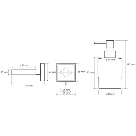 Sapho X-SQUARE - Distributeur savon MINI, verre dépoli/chrome XQ101