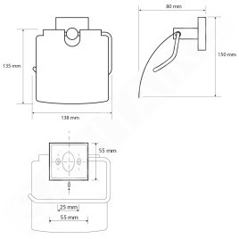 Sapho X-SQUARE - Porte-rouleau toilette avec couvercle, chrome XQ700